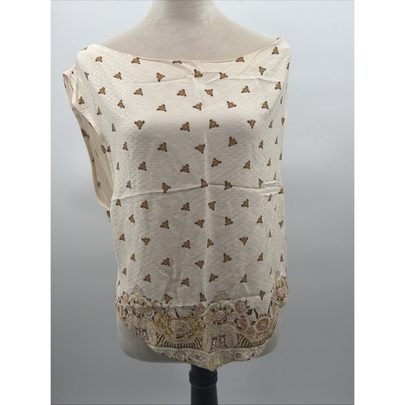 Free People Womens Ivory Combo Silas Printed Cowl Neck Backless Viscose Tank M - Picture 2 of 10